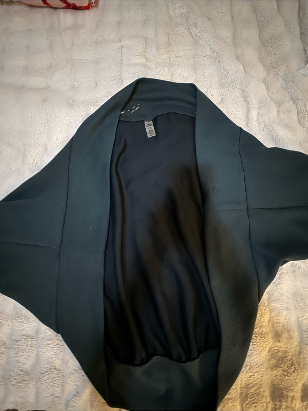 Mono B Dark Teal Open-Front Cape Jacket